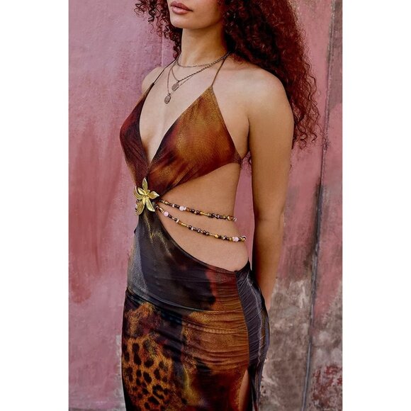 Jaded London Vida Maxi Dress in Grunge Animal UK 12 / US L New Womens Cut out - Picture 12 of 17